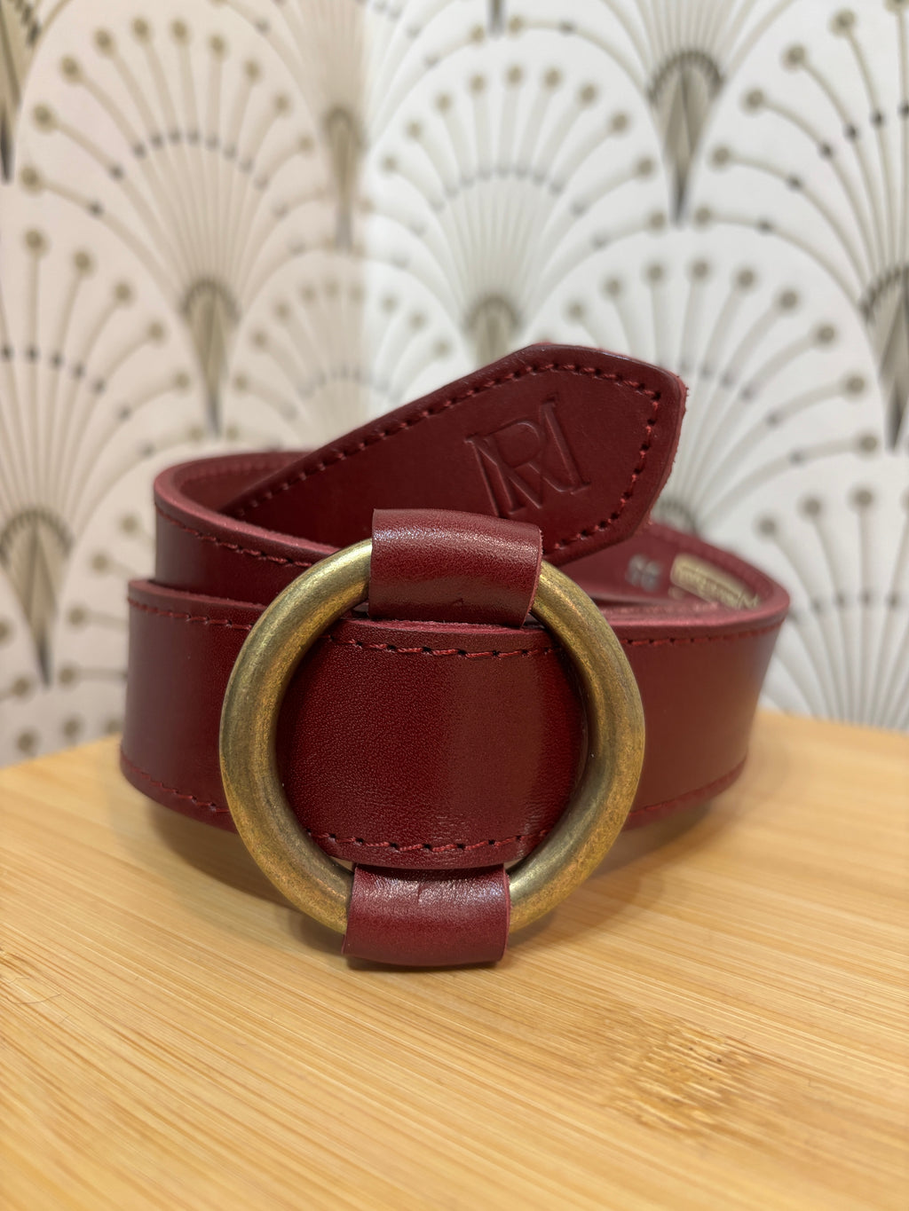 CINTURÓN HEBILLA REDONDA BURDEOS
