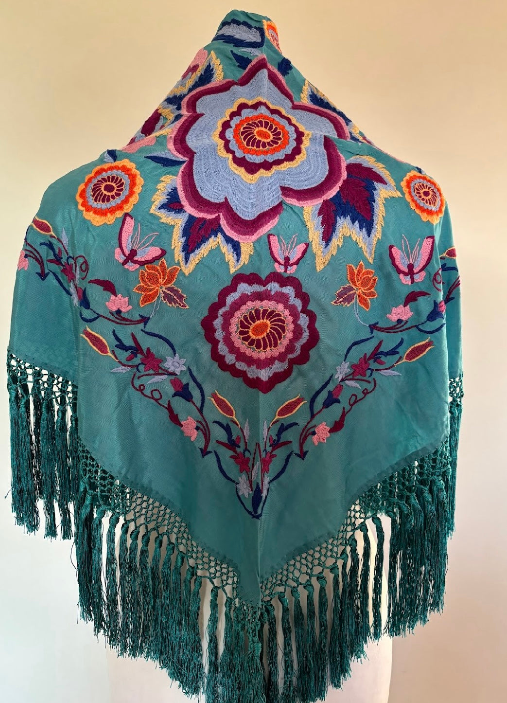 Mantón Zambra turquesa