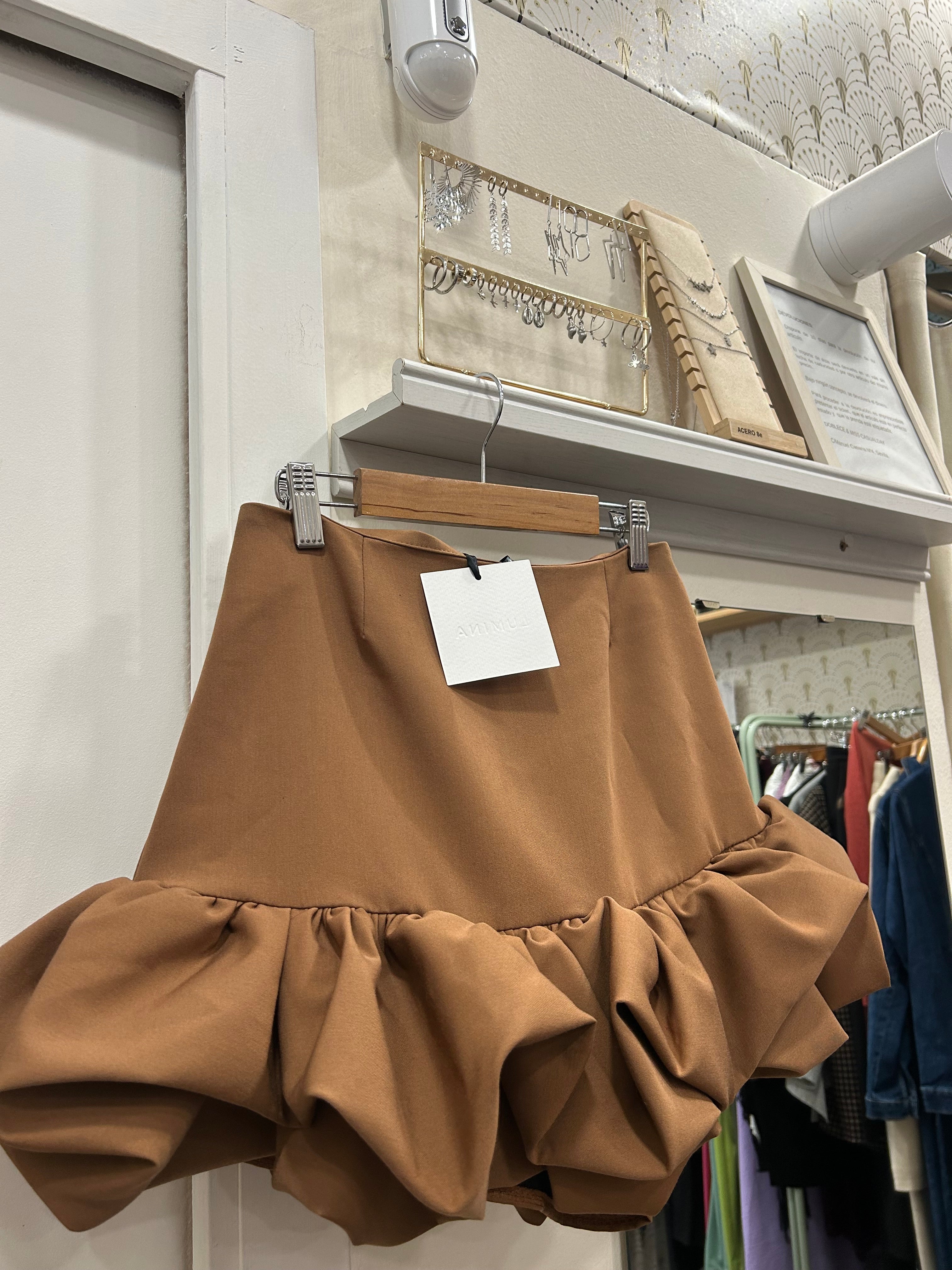 Falda marrón talla única 34/36