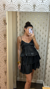 VESTIDO GALA NEGRO SATINADO