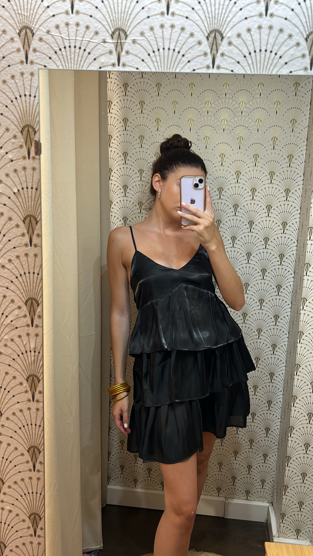 VESTIDO GALA NEGRO SATINADO