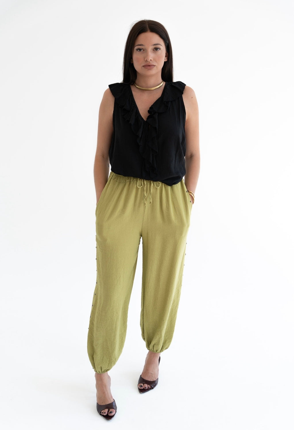 Pantalón Paola bombacho tachuelas