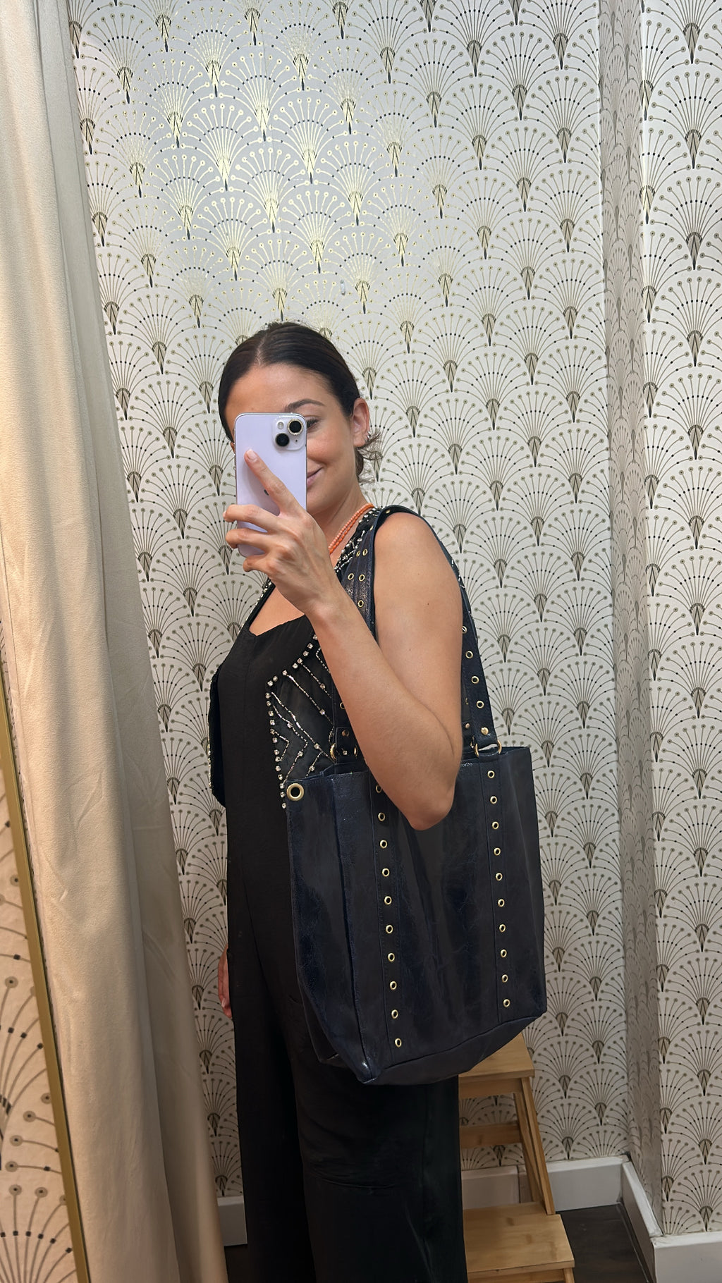 Bolso piel azul marino