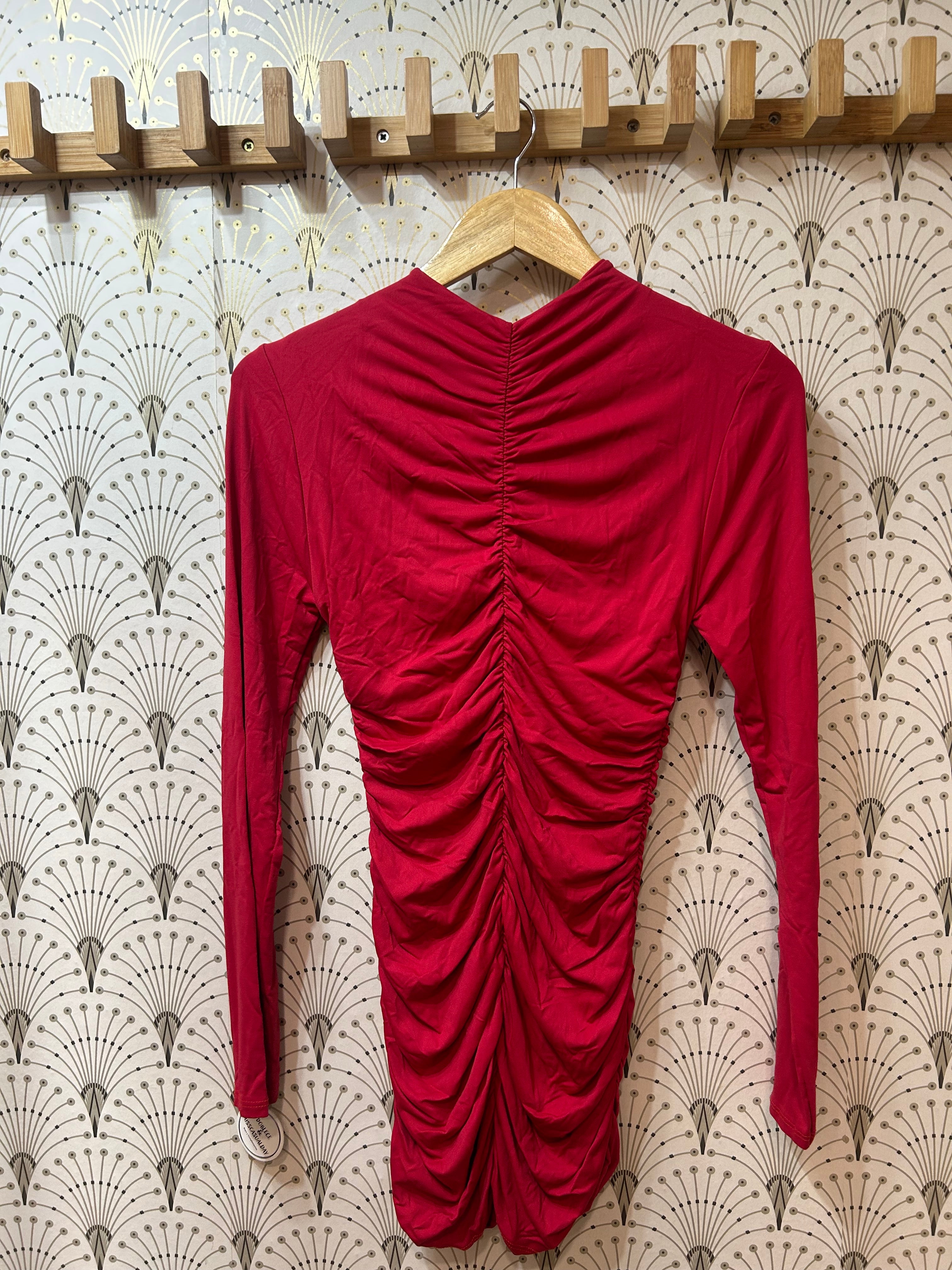 VESTIDO ROJO FRUNCE