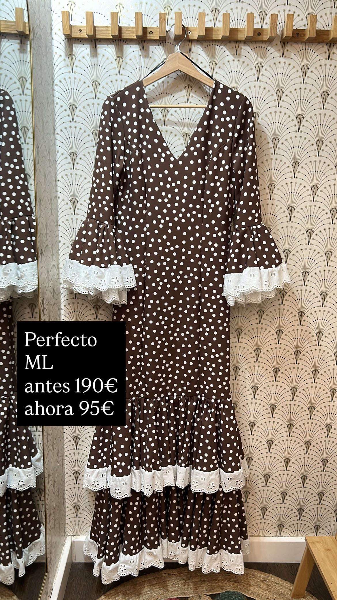 Vestido beige lunar marrón talla 38/40