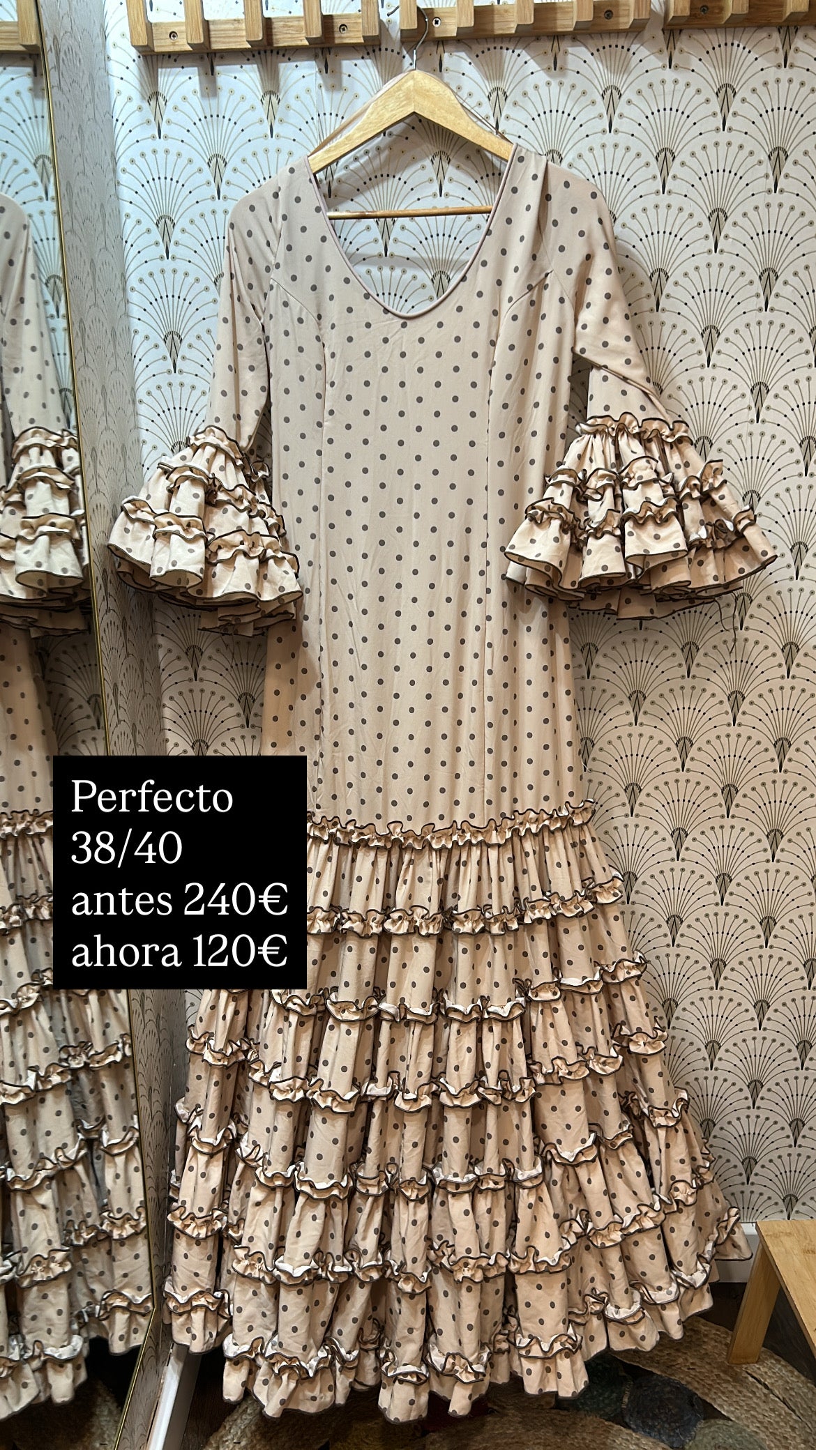 Vestido beige lunar marrón talla 38/40
