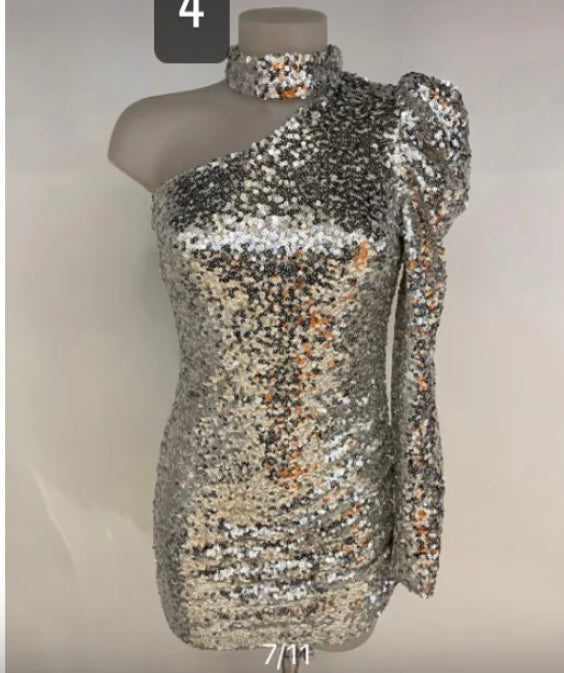 Vestido Adriana Lentejuelas plata