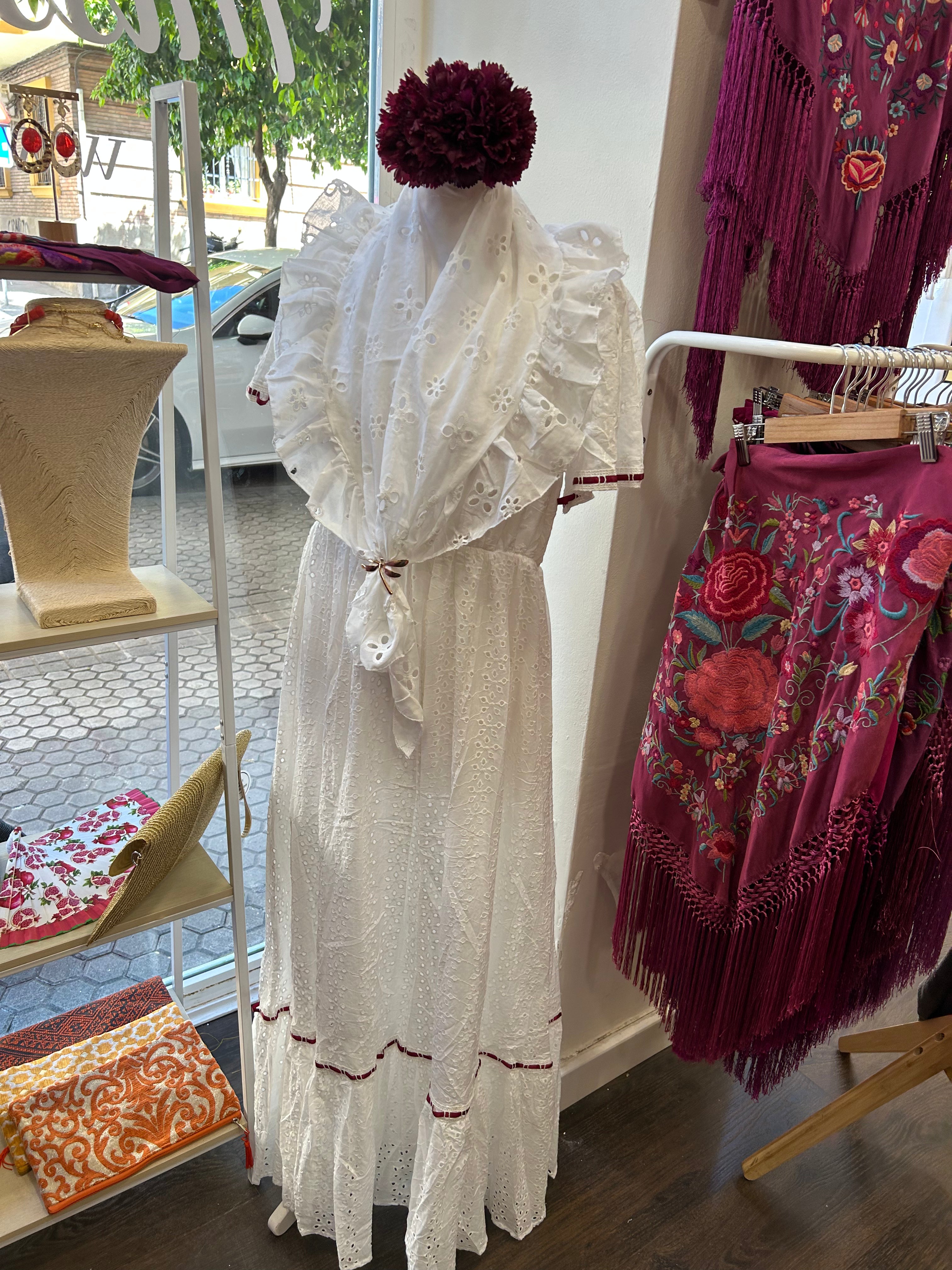 Bata blanca pasacintas talla única