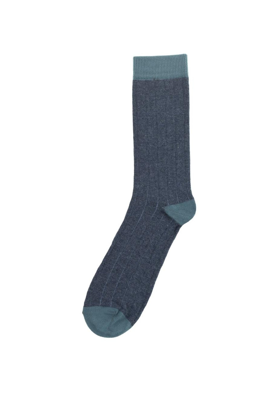 CALCETÍN CANALÉ AZUL OSCURO Y VERDE AGUA