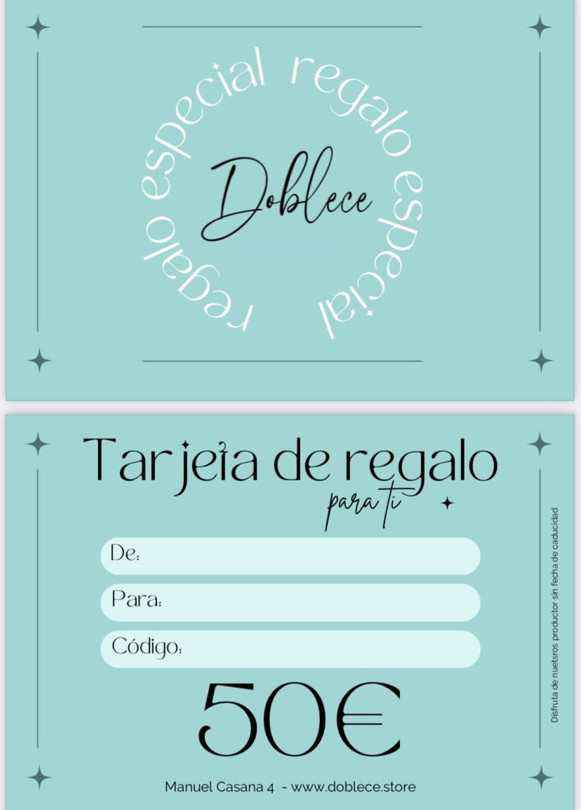 ¿Quieres complementar tu regalo? esta es la opción perfecta puede gastarlo en tienda o por web.  TARJETA REGALO (selecciona la opción recogida en tienda para que no se te cobren los gastos de envío) *te mandaremos un correo con la tarjeta*